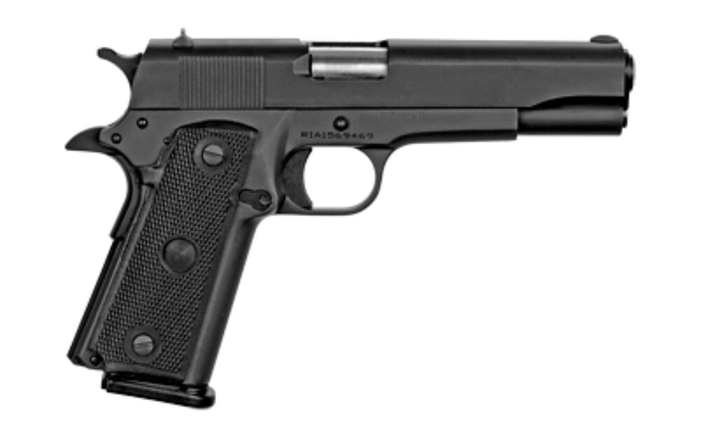 Rock Island 51453 GI Standard FSHC *CA Compliant 45 ACP Caliber with 5 Barrel, 10+1 Capacity, Overall Black Parkerized Finish Steel, Beavertail Frame, Serrated Slide & Black Rubber Grip Rock Island 51453 GI Standard FSHC *CA Compliant 45 ACP Caliber with 5 Barrel, 10+1 Capacity, Overall Black Parkerized Finish Steel, Beavertail Frame, Serrated Slide & Black Rubber Grip