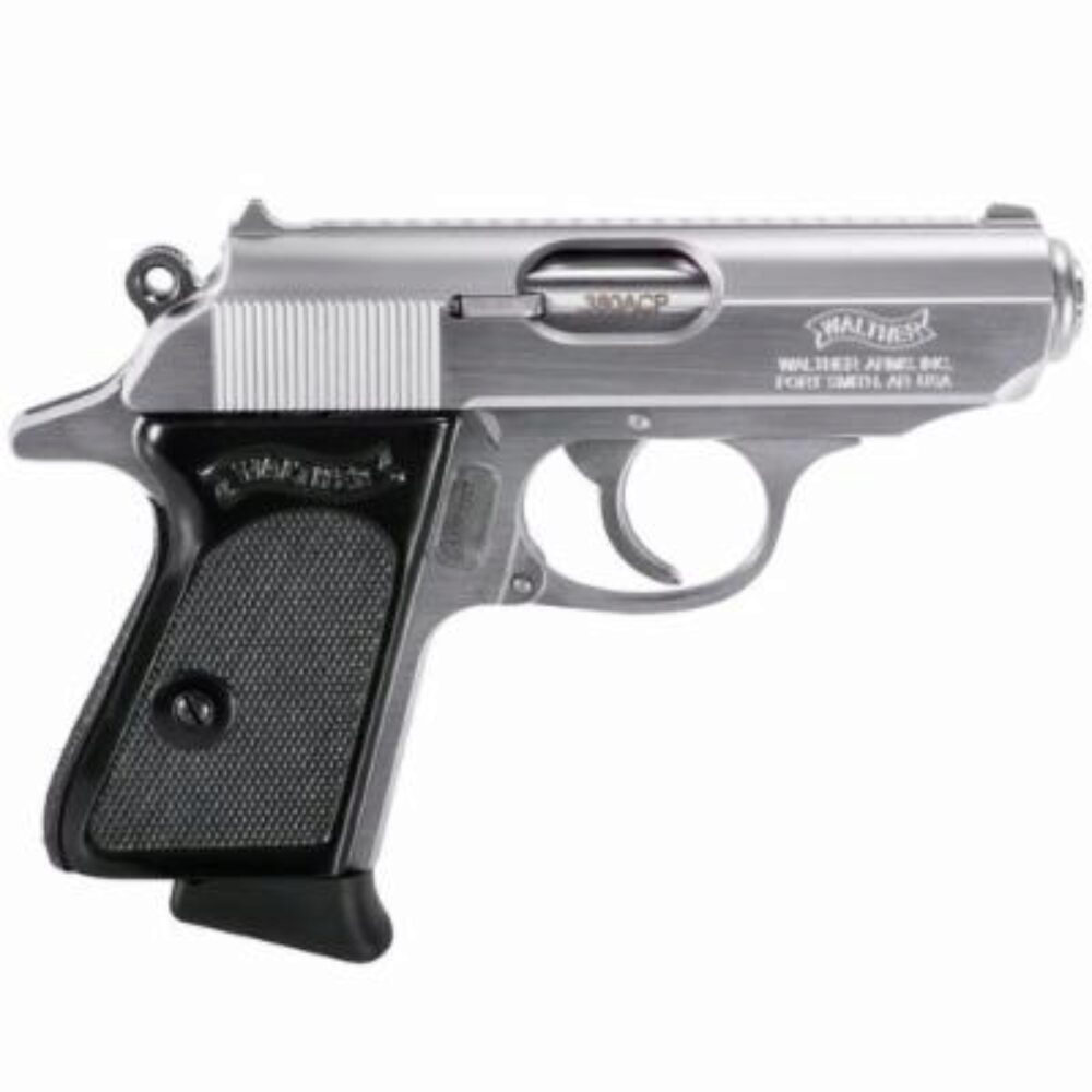 Walther Arms 4796001 PPK 380 ACP 6+1 3.30 Stainless Steel Barrel, Matte Stainless Serrated Slide & Zinc Alloy Frame w/Beavertail, Black Polymer Grips Walther Arms 4796001 PPK 380 ACP 6+1 3.30 Stainless Steel Barrel, Matte Stainless Serrated Slide & Zinc Alloy Frame w/Beavertail, Black Polymer Grips
