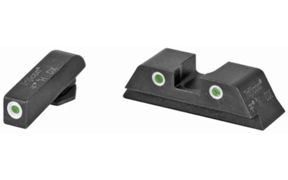 Trijicon 600210 Bright & Tough Night Sights- Glock Standard Frames  Black | Green Tritium White Outline Front Sight Green Tritium White Outline Rear Sight