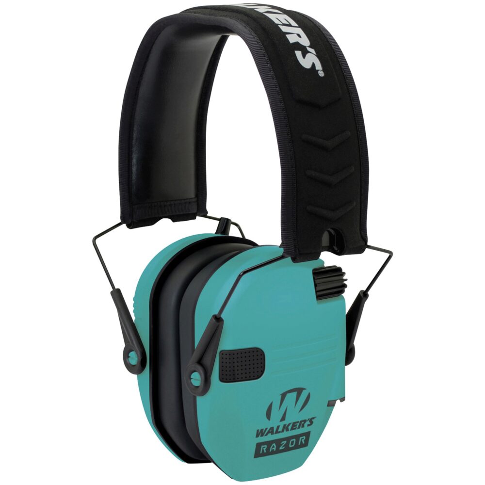 Walker's GWPRSEMLTL Razor Slim Electronic Muff Polymer 23 dB Over the Head Black/Teal Adult Walker's GWPRSEMLTL Razor Slim Electronic Muff Polymer 23 dB Over the Head Black/Teal Adult