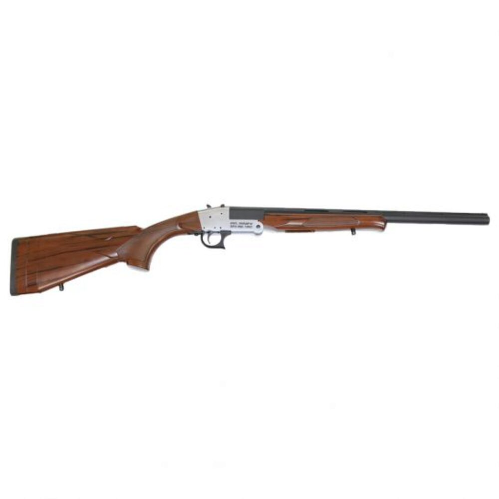 Rock Island TK104 Traditional Single Shot 410 Gauge with 20 Black Parkerized Barrel, 3 Chamber, 1rd Capacity, Silver Anodized Metal Finish & Woodgrain Finish Synthetic Stock Right Hand (Full Size)