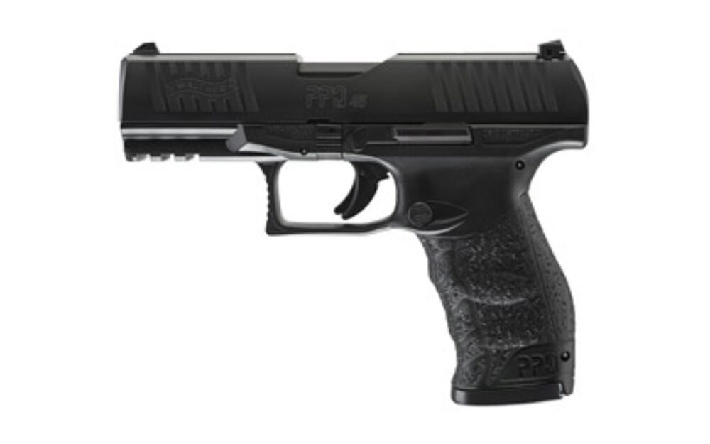 Walther Arms 2807077 PPQ M2 45 ACP 10+1 4.25 Barrel, Black Finish Picatinny Rail Frame, Serrated Matte Black Tenifer Steel Slide, Finger Grooved Interchangeable Backstrap Grip