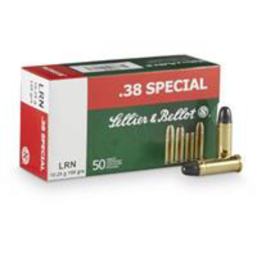 Sellier & Bellot SB38A Handgun Target 38 Special 158 gr Lead Round Nose (LRN) 50 Per Box/ 20 Cs Sellier & Bellot SB38A Handgun Target 38 Special 158 gr Lead Round Nose (LRN) 50 Per Box/ 20 Cs