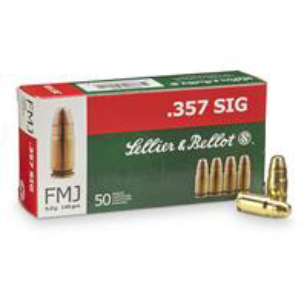 Sellier & Bellot SB357SIG Handgun Target 357 Sig 140 gr Full Metal Jacket (FMJ) 50 Per Box/ 20 Cs Sellier & Bellot SB357SIG Handgun Target 357 Sig 140 gr Full Metal Jacket (FMJ) 50 Per Box/ 20 Cs