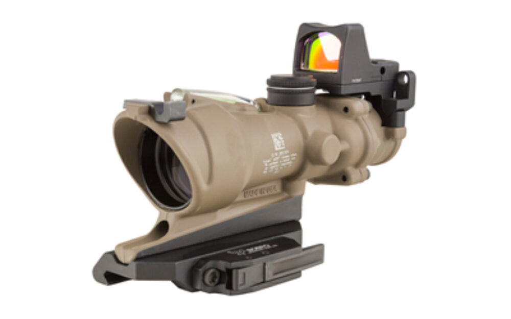 Trijicon 100554 ACOG ECOS Combo Flat Dark Earth 4x32mm Illuminated Green Crosshair .223/5.56 BDC Reticle Trijicon 100554 ACOG ECOS Combo Flat Dark Earth 4x32mm Illuminated Green Crosshair .223/5.56 BDC Reticle