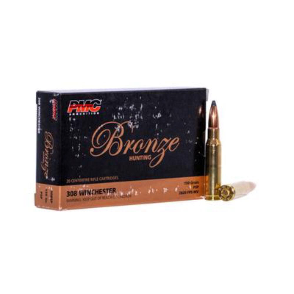 PMC 308SP Bronze  308 Win 150 gr Pointed Soft Point (PSP) 20 Per Box/ 10 Cs