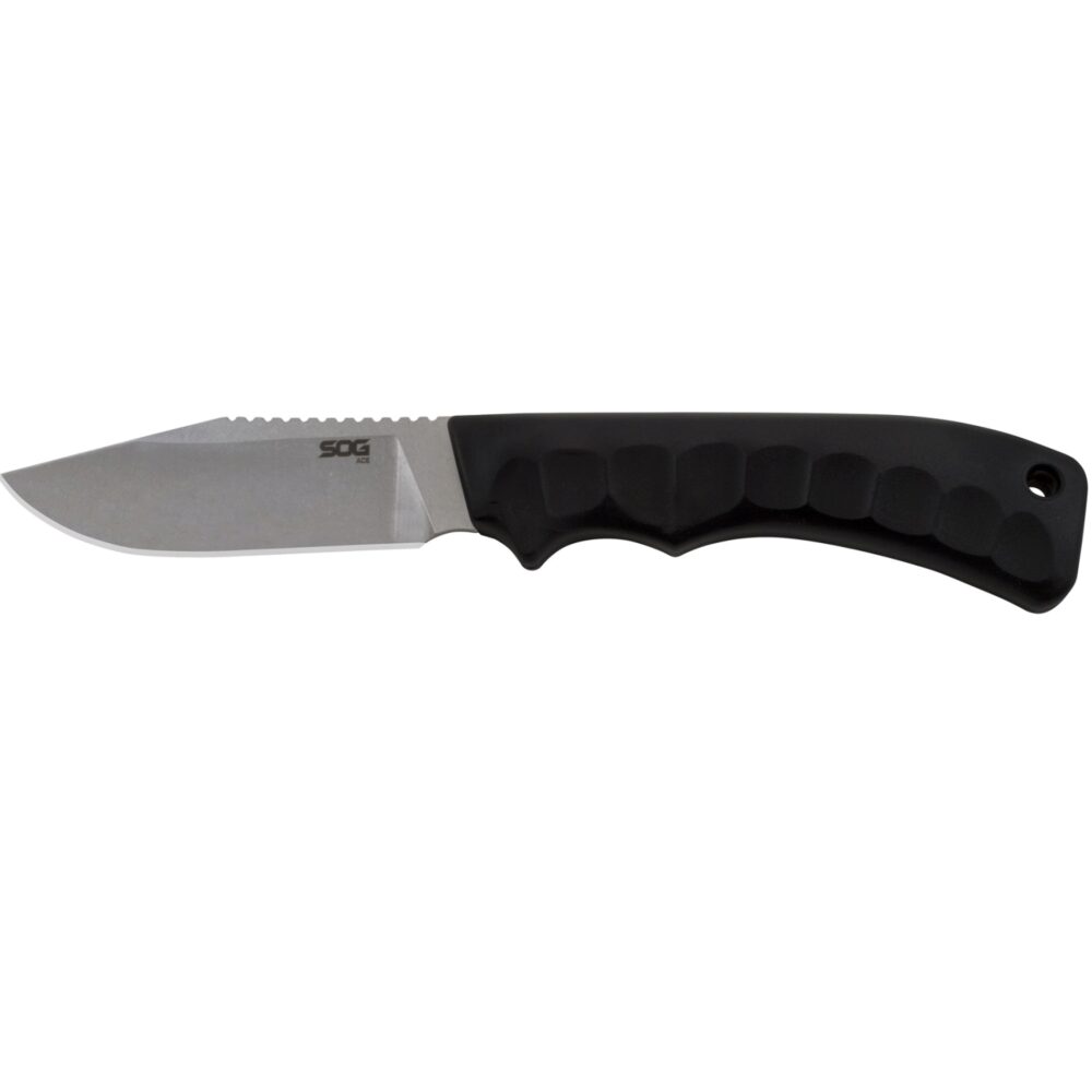 S.O.G SOG-ACE1001- Ace 3.80 Fixed Clip Point Plain Stonewashed 7Cr17MoV SS Blade Black TPR Handle Includes Sheath S.O.G SOG-ACE1001- Ace 3.80 Fixed Clip Point Plain Stonewashed 7Cr17MoV SS Blade Black TPR Handle Includes Sheath