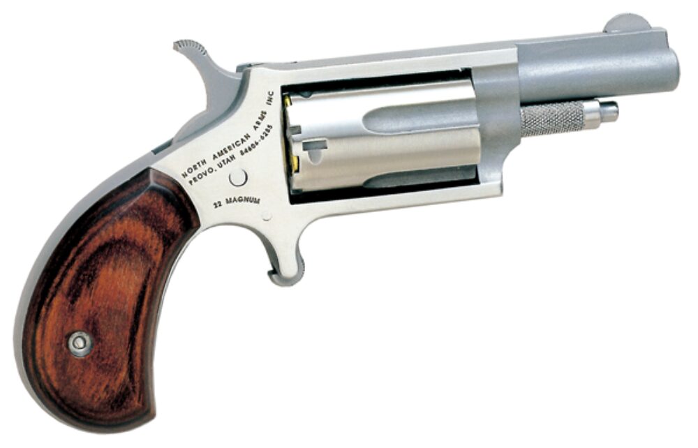 North American Arms 22MC Mini-Revolver 22 LR or 22 WMR 5 Shot 1.63 Barrel, Overall Stainless Steel Finish, Rosewood Grip Includes Cylinder North American Arms 22MC Mini-Revolver 22 LR or 22 WMR 5 Shot 1.63 Barrel, Overall Stainless Steel Finish, Rosewood Grip Includes Cylinder