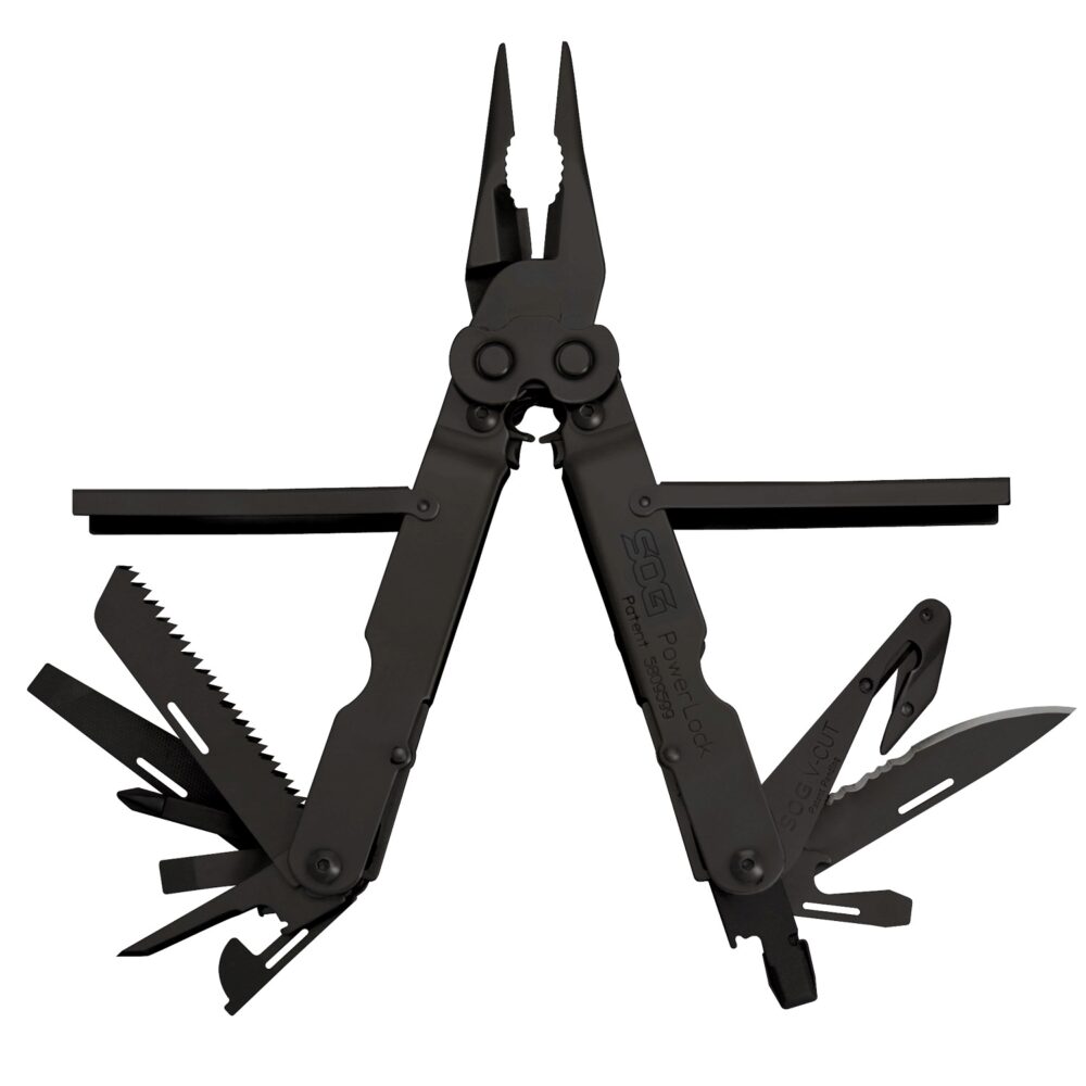 S.O.G SOG-B63N-CP Powerlock V-Cutter Black Oxide 420 Stainless Steel 7 Long Features 18 Tools w/Sheath