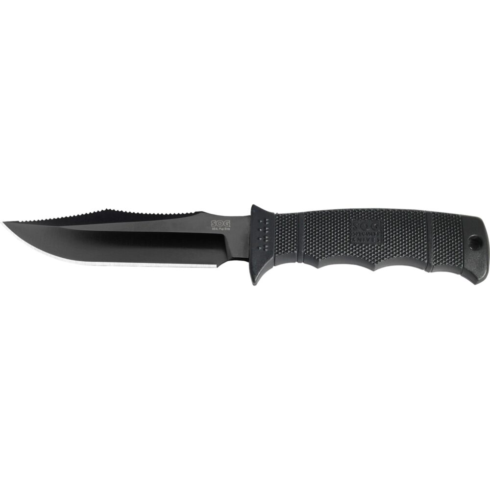 S.O.G SOGE37SNCP Seal Pup Elite 4.85 Fixed Clip Point Plain Black Hardcased TiCN AUS-8A SS Blade/Black w/Grip Lines GRN Handle Includes Lanyard/Sheath S.O.G SOGE37SNCP Seal Pup Elite 4.85 Fixed Clip Point Plain Black Hardcased TiCN AUS-8A SS Blade/Black w/Grip Lines GRN Handle Includes Lanyard/Sheath