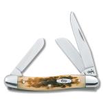 Amber Bone Peach Seed Jig Medium Stockman Pocket Knife