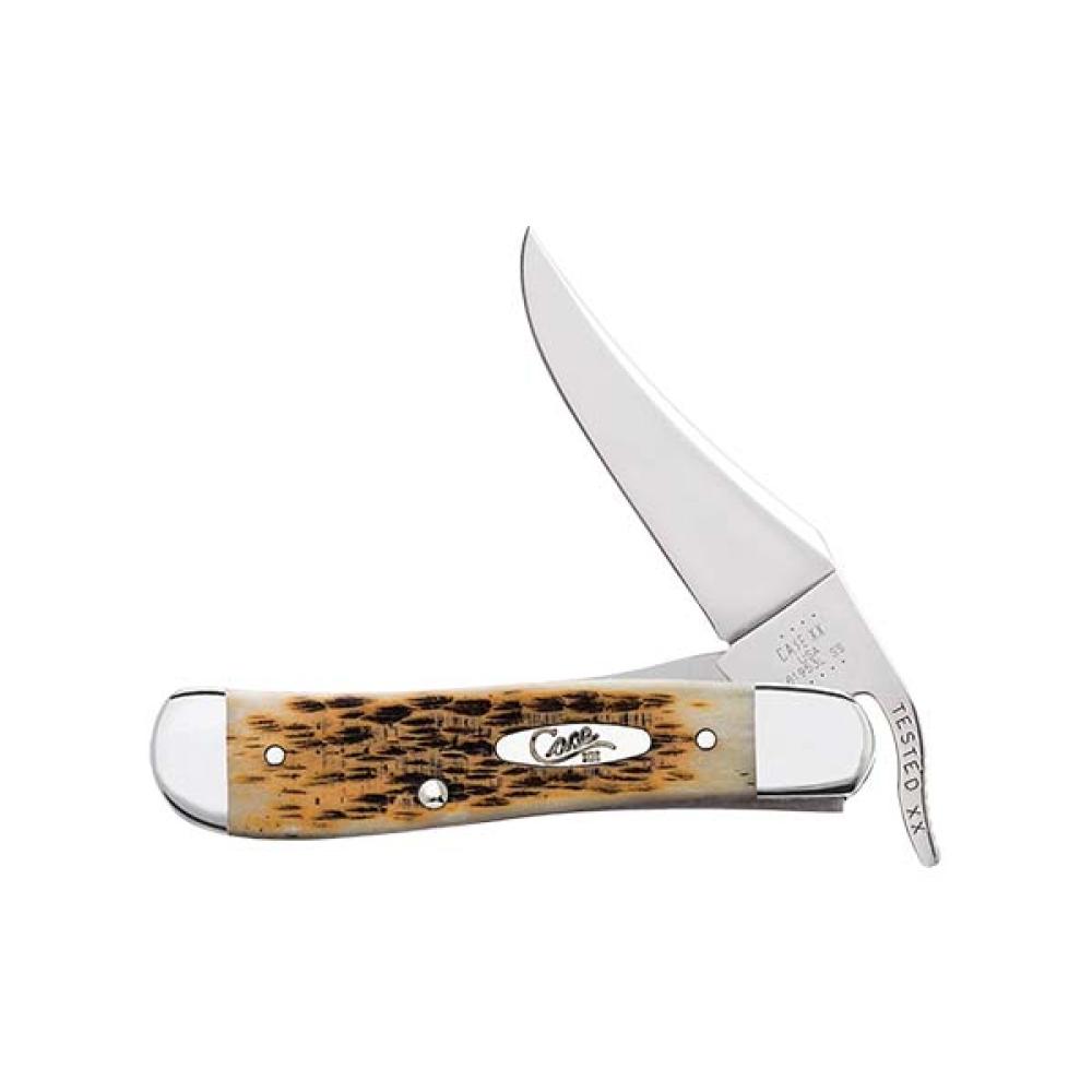 CASE 00260 AMBER BONE PEACH SEED JIG RUSSLOCK