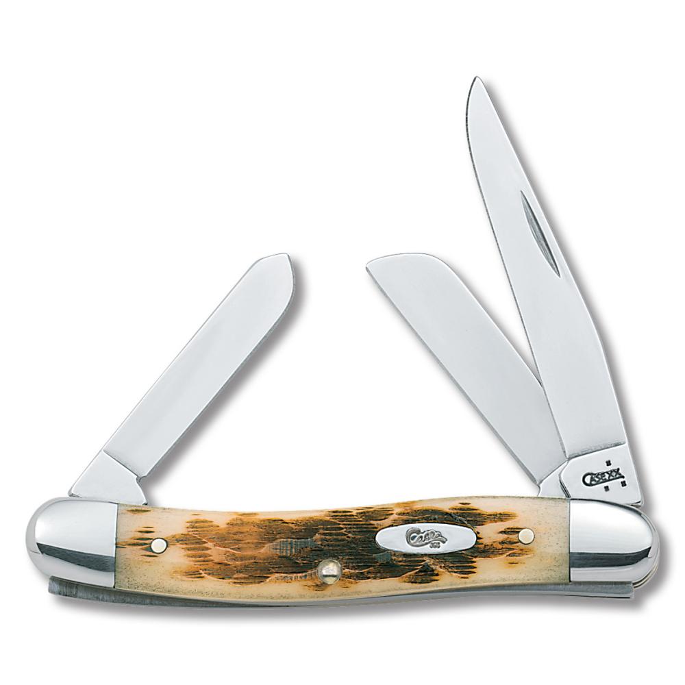 Amber Bone Peach Seed Jig Medium Stockman Pocket Knife