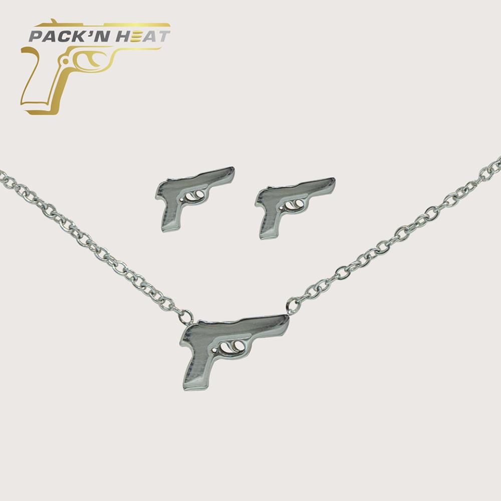 Pack'n Heat Pistol Necklace/Earring Set