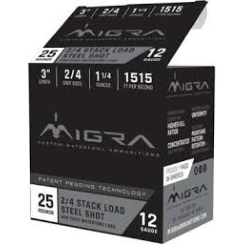 Migra Steel Shot Staxd Load 12 Ga 1.25 oz 3in 4/6 25 Rnds