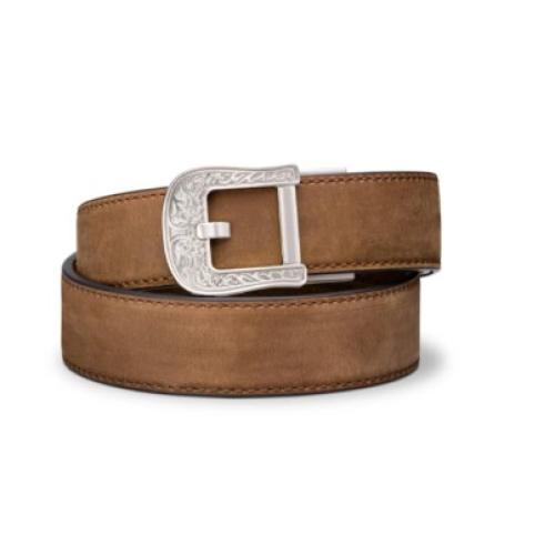 KORE RODEO BUCKLE  BROWN BUFFALO LEATHER GUN BELT 1.5"