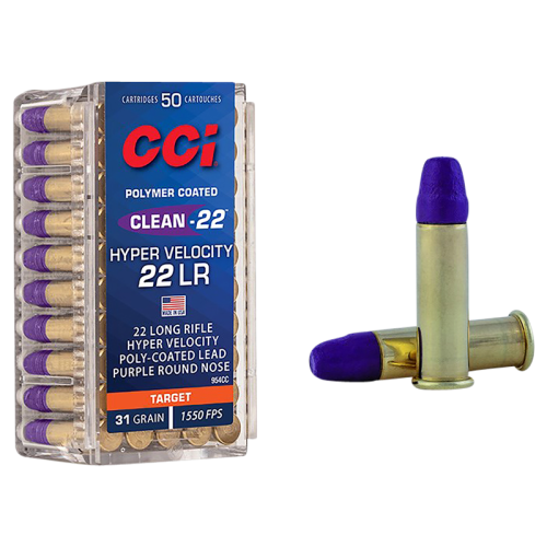 CCI 954CC Clean-22 Hyper Velocity 22LR 31gr LN Purple 50 Per Box/100 Case