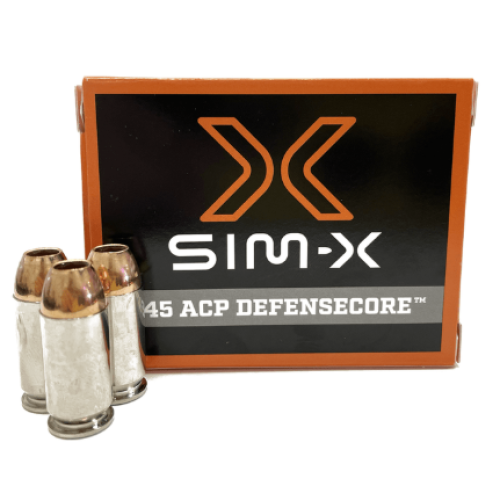SIM-X Defensecore .45 ACP, 72gr, JHP, 20rd Box