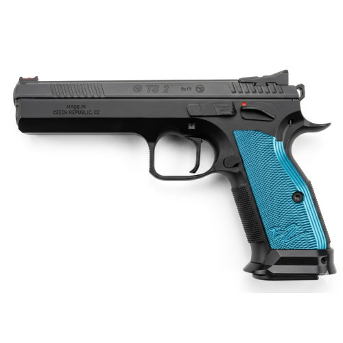 CZ TS 2 9mm Pistol, 20-Round, Black/Blue Grips