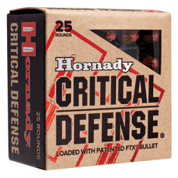 Hornady Critical Defense Brass 9mm 115 Grain 25-Rounds FTX