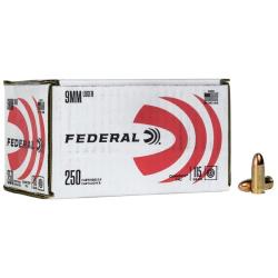 Federal Champion Bulk Ammo Brass 9mm 115 Grain 250-Rounds FMJ