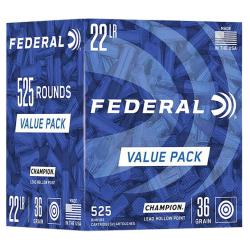 Federal Champion Training Value Pack Brass .22 LR 36 Grain 525-Rounds LHP