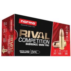 Norma Range/Training 9mm 147 gr FMJ 50rds Rifle Subsonic Ammo for Training