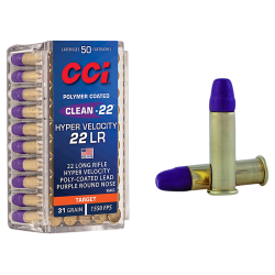 CCI 954CC Clean-22 Hyper Velocity 22LR 31gr LN Purple 50 Per Box/100 Case