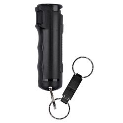 SABRE 2-in-1 Pepper Gel with Finger Grip and Detachable Safety Whistle Keychain - Black
