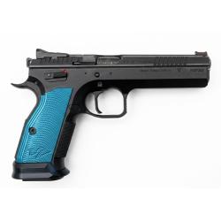 CZ TS 2 9mm Pistol, 20-Round, Black/Blue Grips