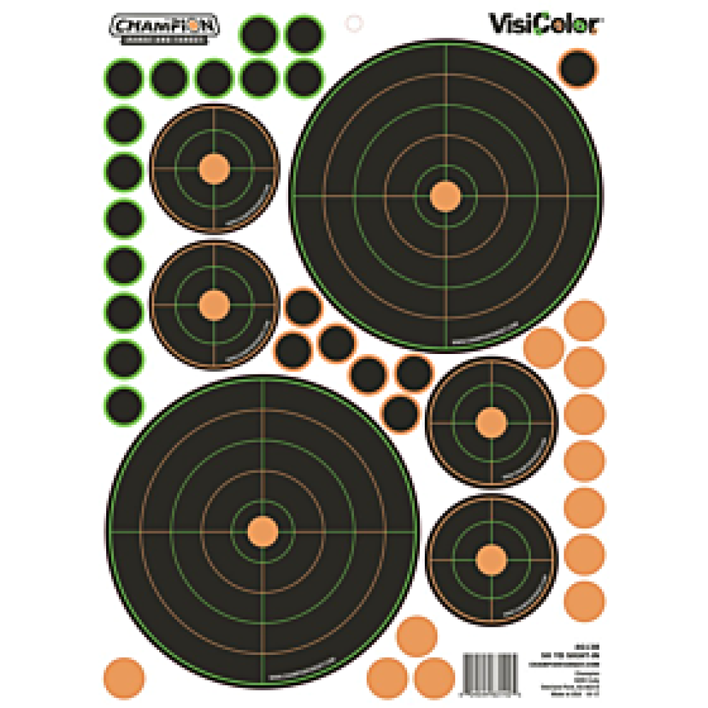 Champion VisiColor 8.5" x 11.5" Self-Adhesive 50 yd Sight-In Target, Orange/Black, 5/pack - 46138