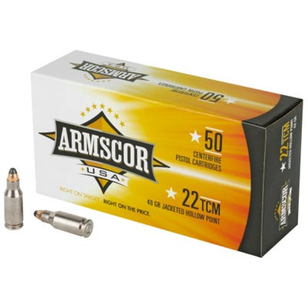Armscor Pistol Ammo .22 TCM 40-Grain 50-Rounds JHP