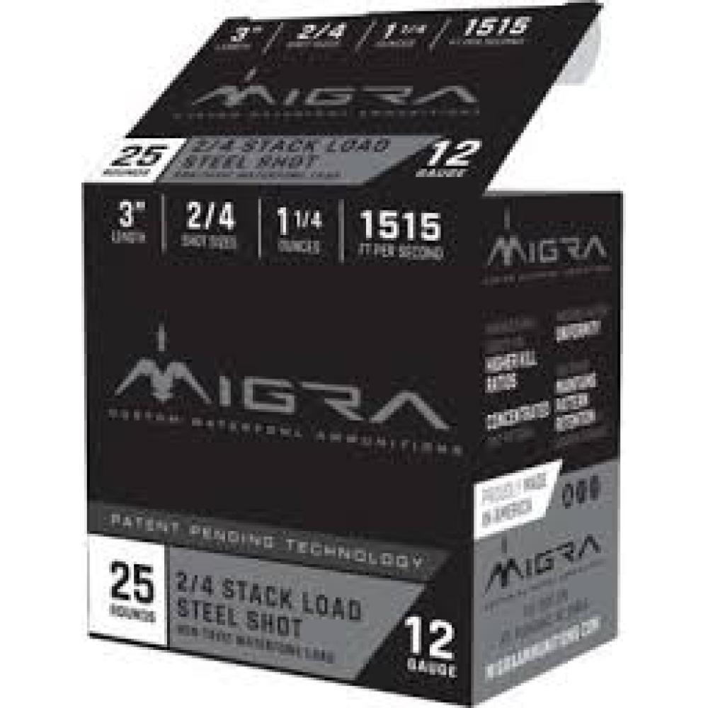 Migra Steel Shot Staxd Load 12 Ga 1.25 oz 3in 4/6 25 Rnds