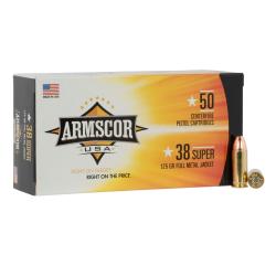 Armscor FAC38SUPER1N USA Competition 38 Super 125 gr Full Metal Jacket (FMJ) 50 Per Box/ 20 Cs