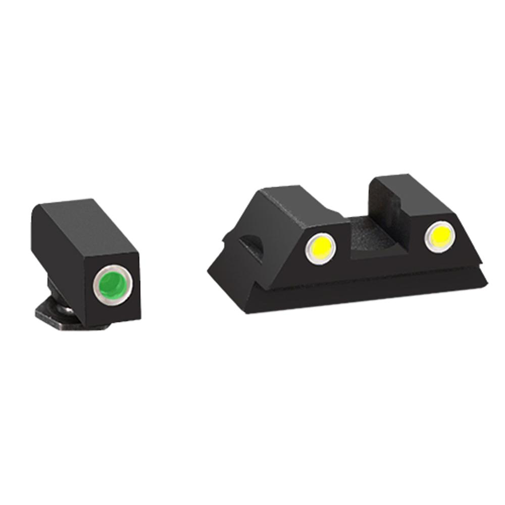 AmeriGlo GL431 Classic Tritium Sight Set for Glock  Black | Green Tritium White Outline