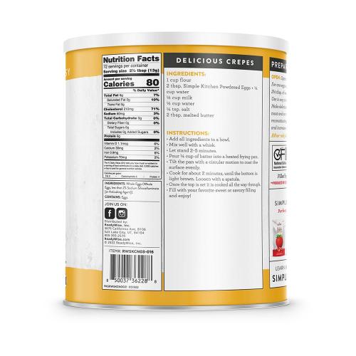 Readywise Simple Kitchen Powdered Eggs 72 Serving
