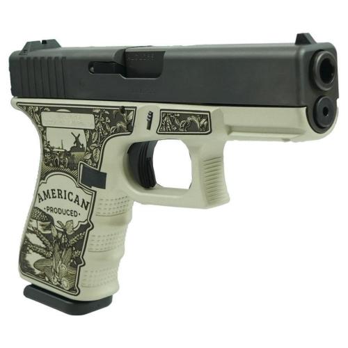 Glock 19 Gen 4 "American Made-Farm" Compact Handgun 9mm Luger 15rd Magazines(2) Nickel Finish 4" Barrel