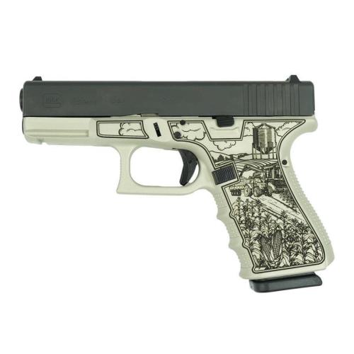 Glock 19 Gen 4 "American Made-Farm" Compact Handgun 9mm Luger 15rd Magazines(2) Nickel Finish 4" Barrel