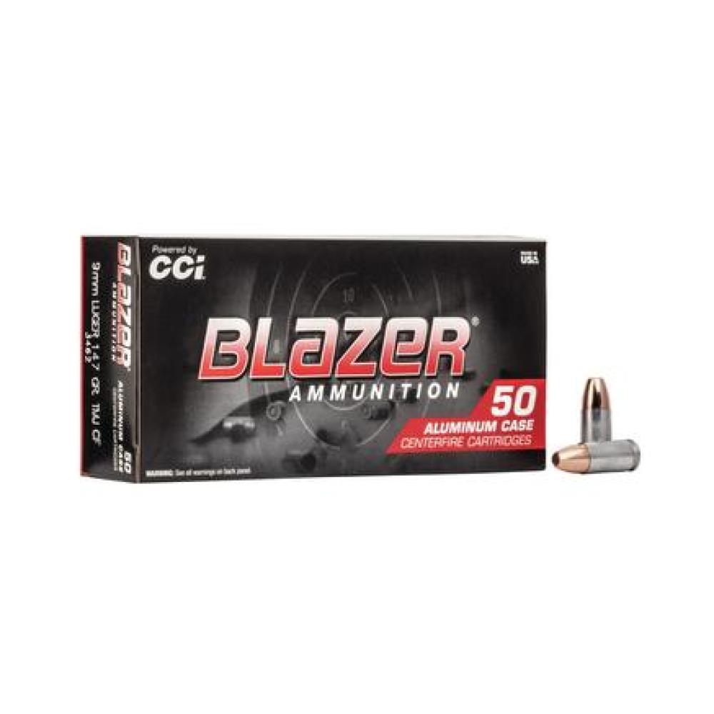 CCI Blazer 9mm Luger 147GR FMJ 50/Box Alum Case