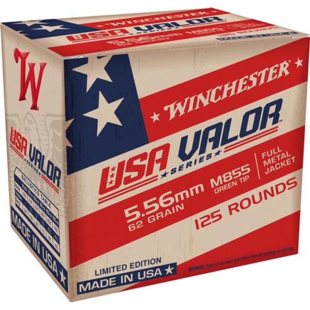 Winchester 5.56 62GR M855 FMJ Green Tip USA Valor Series 125/Box