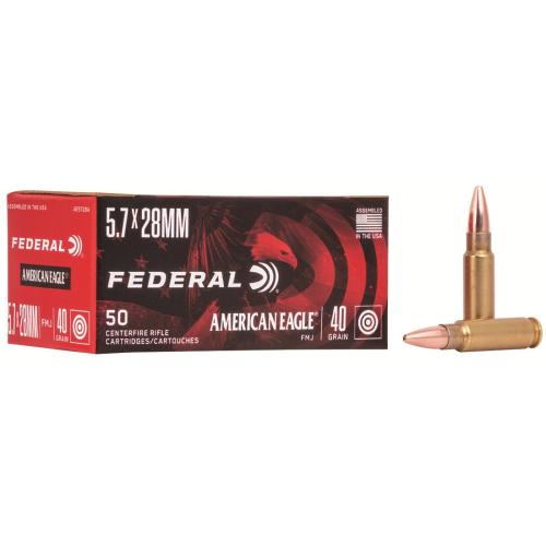 Federal AE5728A American Eagle Handgun 5.7x28mm 40 gr Full Metal Jacket (FMJ) 50 Per Box/ 10 Cs