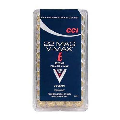 CCI 0073 VMAX  22 WMR, 30 gr, Hornady V-Max/ 50 Per Box/ 40 Cs