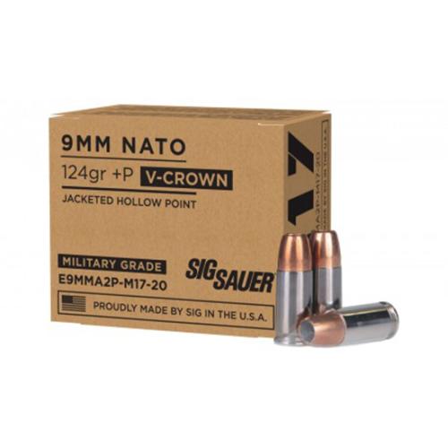 9mm+P Sig Sauer 124Gr ELITE V-CROWN M17, JHP E9MMA2P-M17-20