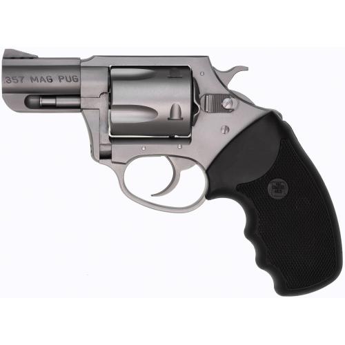 Charter Arms 73520 Mag Pug  Large 357 Mag, 5 Shot 2.20 Matte Stainless Steel Ported Barrel, Matte Stainless Steel Cylinder & Frame w/Black Finger Grooved Rubber Grip
