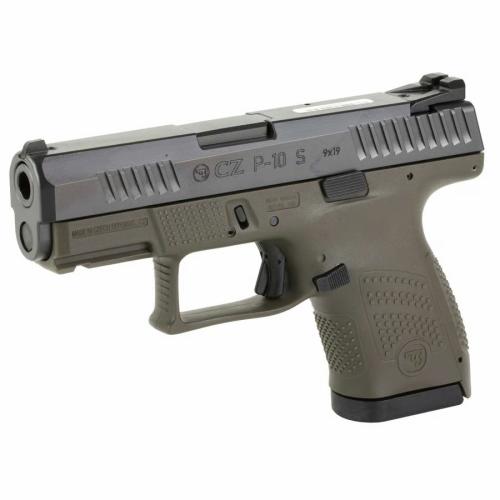 CZ-USA 89565 P-10 S 9mm Luger 3.50 12+1 OD Green Finish Frame with Inside Railed Black Steel Slide, Polymer Grip, Reversible Mag Release & Picatinny Rail