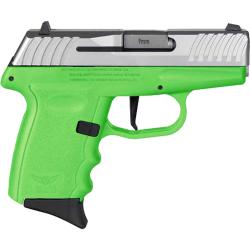 SCCY Industries DVG-1-TTLG 9mm Luger (Two-Tone) SS Lime Green Pistol - 66-101383 (Striker-Fired)