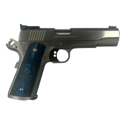 COLT MKIV SERIES 70 38 SUPER STAINLESS STEEL WITH BLUE GRIPS PISTOL - UPCGV017275 COLT MKIV SERIES 70 38 SUPER STAINLESS STEEL WITH BLUE GRIPS PISTOL - UPCGV017275