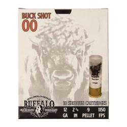 BUFFALO CARTRIDGE 12 Gauge 2-3/4'' 9 Pellet 00 Buck Shot 10rds