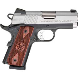 Springfield Armory PI9209LCA 1911 EMP *CA Compliant 9mm Luger 3 9+1 Black Hardcoat Anodized Stainless Steel Slide Crossed Cannon Cocobolo Grip