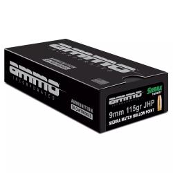Ammo Inc. Signature, 9mm, Sierra Match JHP, 115 Grain, 50 Rounds